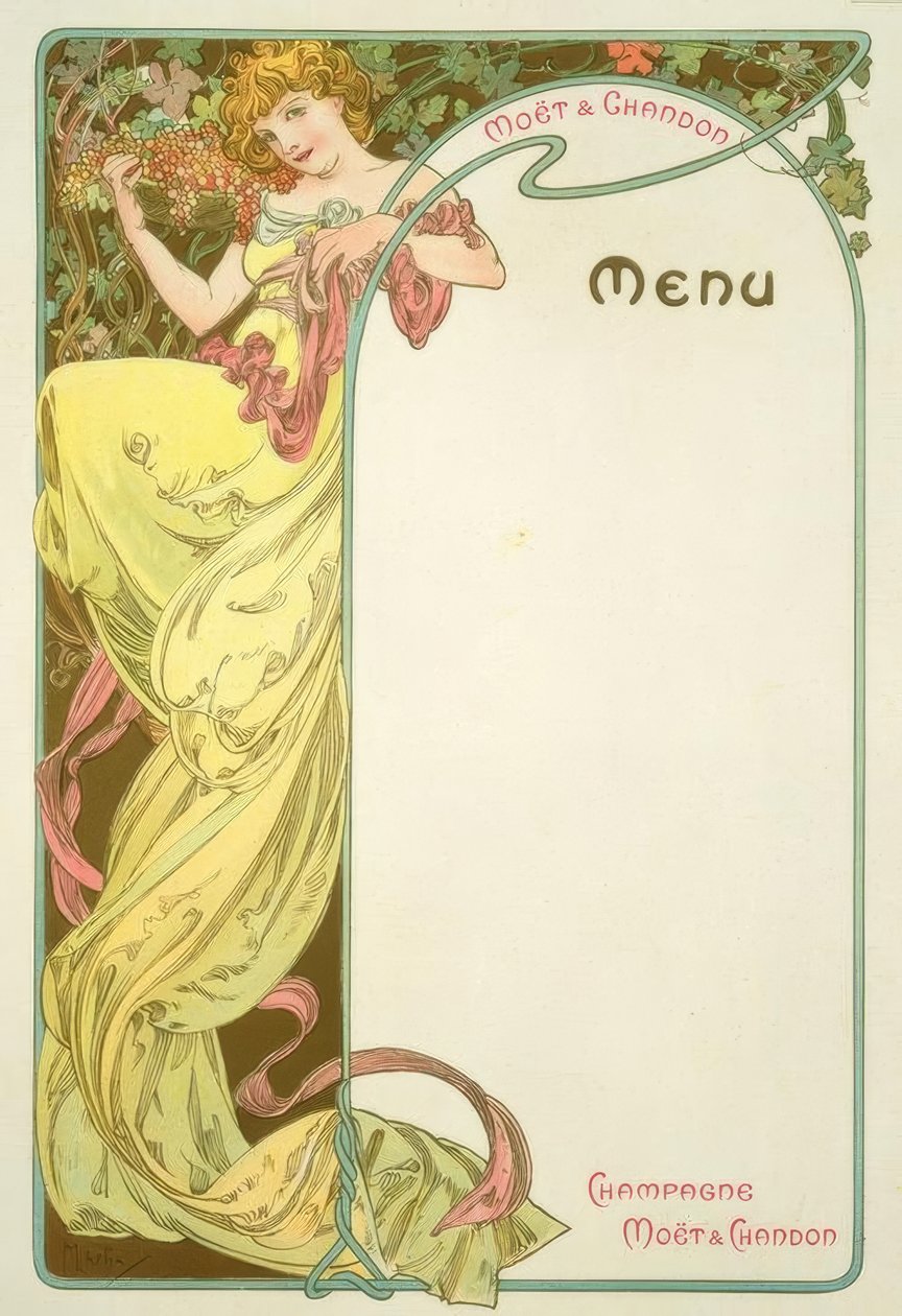Moët & Chandon / Menu od Alphonse Mucha