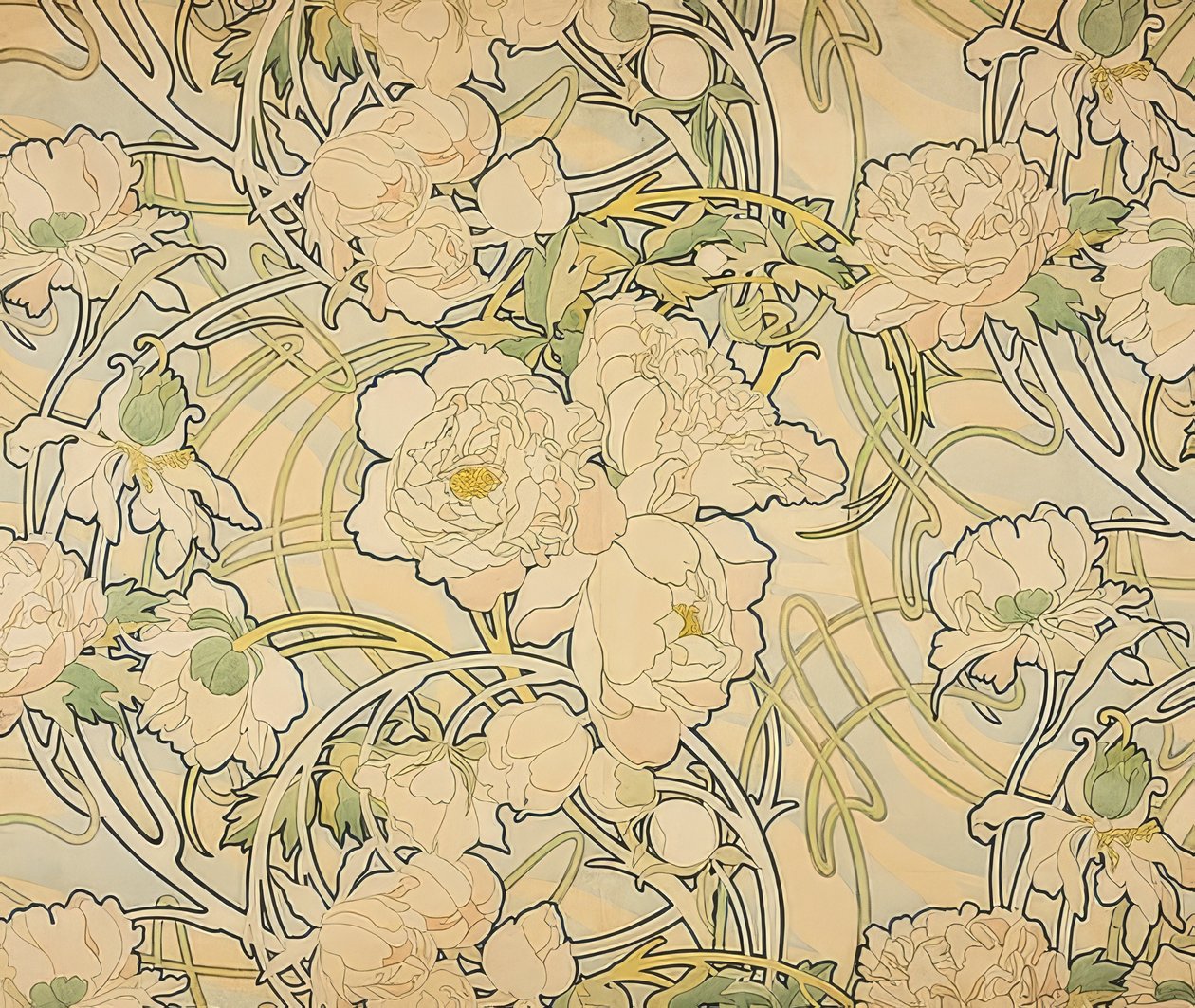 Pivoňky. 1897 od Alphonse Mucha