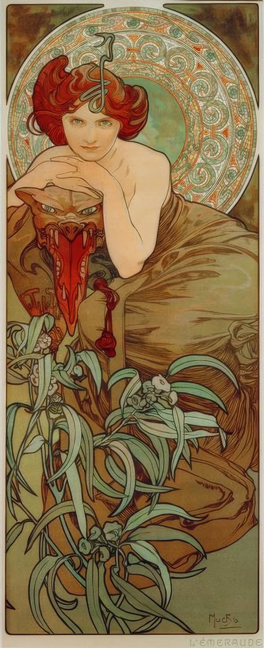 smaragd od Alphonse Mucha