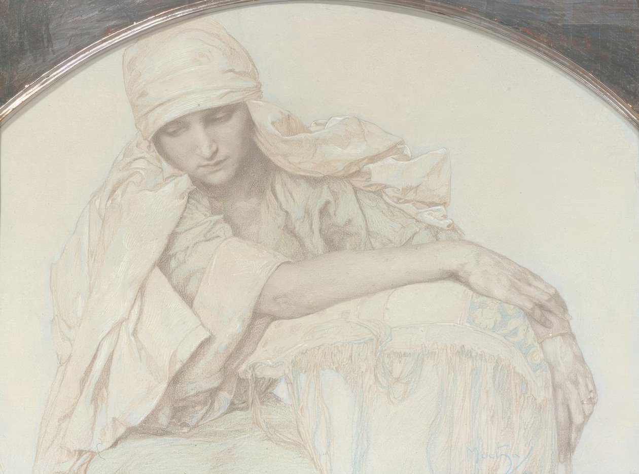 Studie mladé ženy od Alphonse Mucha