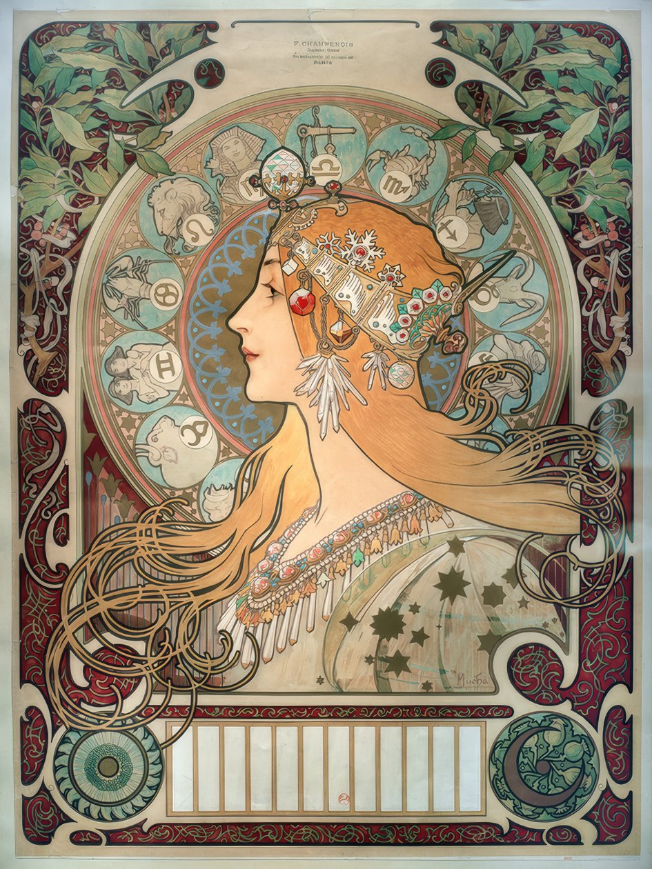 Kalendář zvěrokruhu od Alphonse Mucha