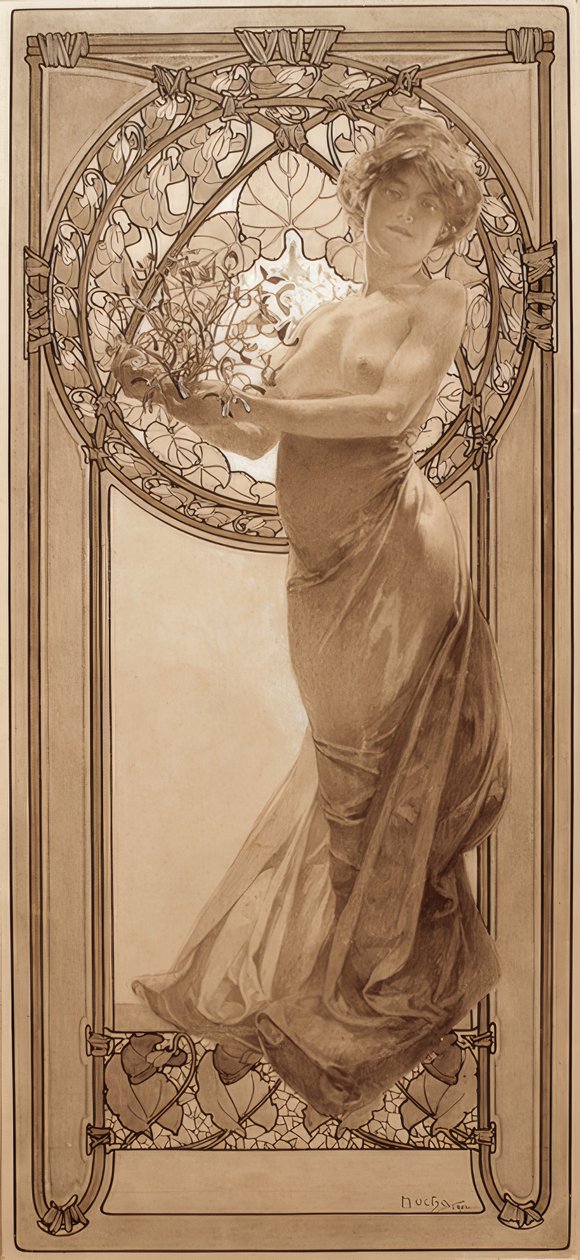 Předběžný výkres pro tabulku 8 od Alphonse Mucha