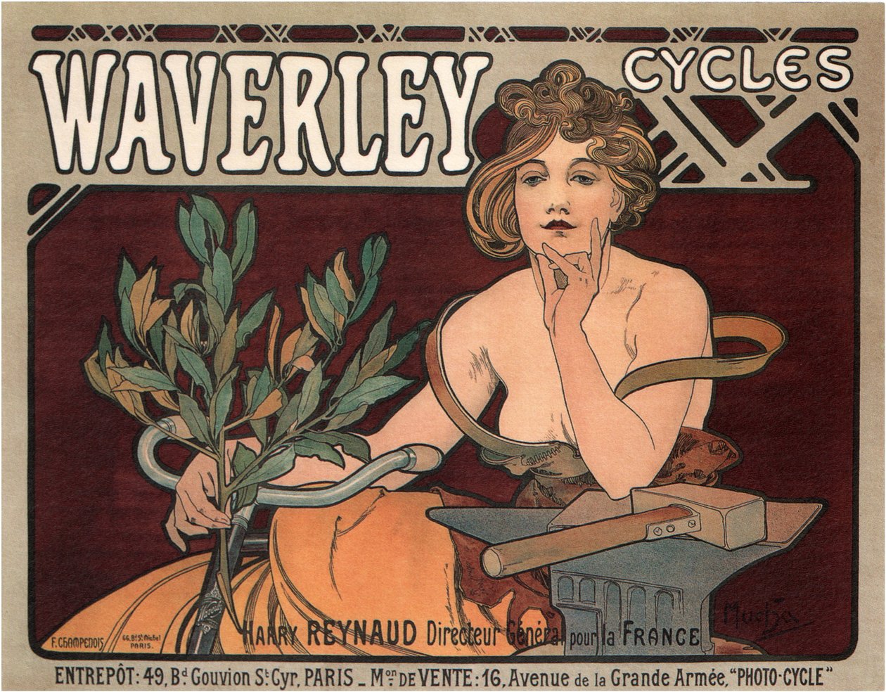 Waverley Cycles, 1896 od Alphonse Mucha