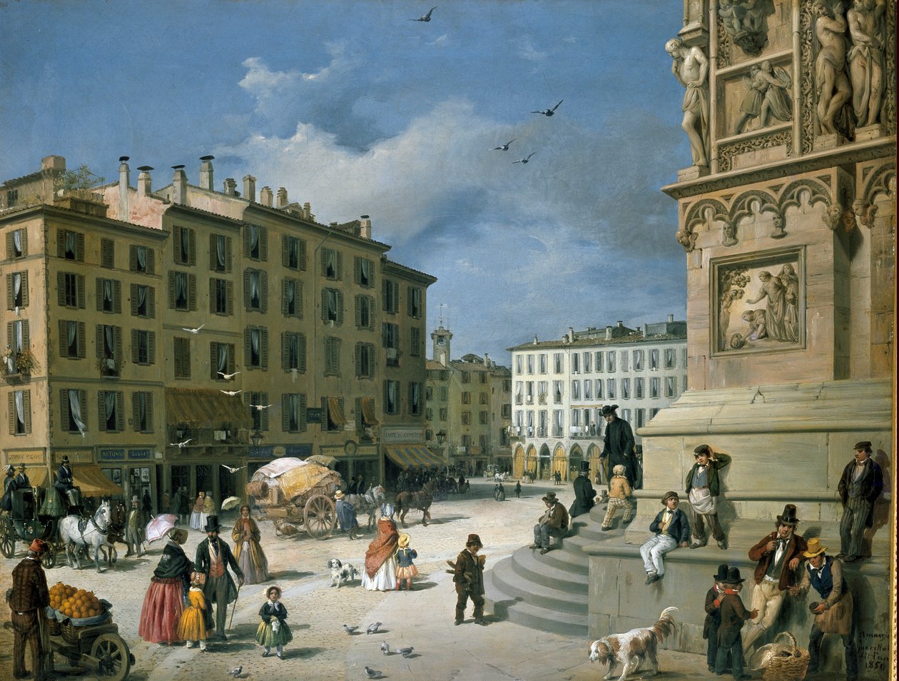 Amanzia Guerillot Inganni, Piazza del Duomo, 1850 od Amanzia Guérillot