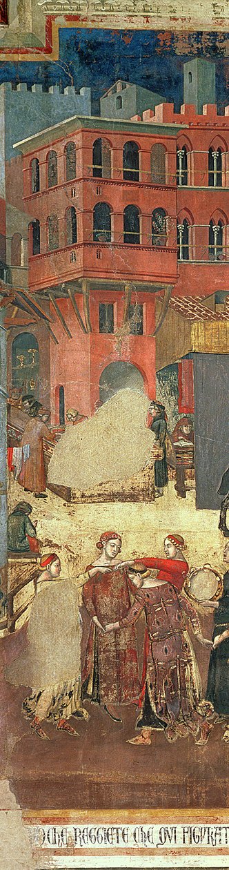 Dobrá vláda ve městě, 1338-40 detail 57868 fresky od Ambrogio Lorenzetti