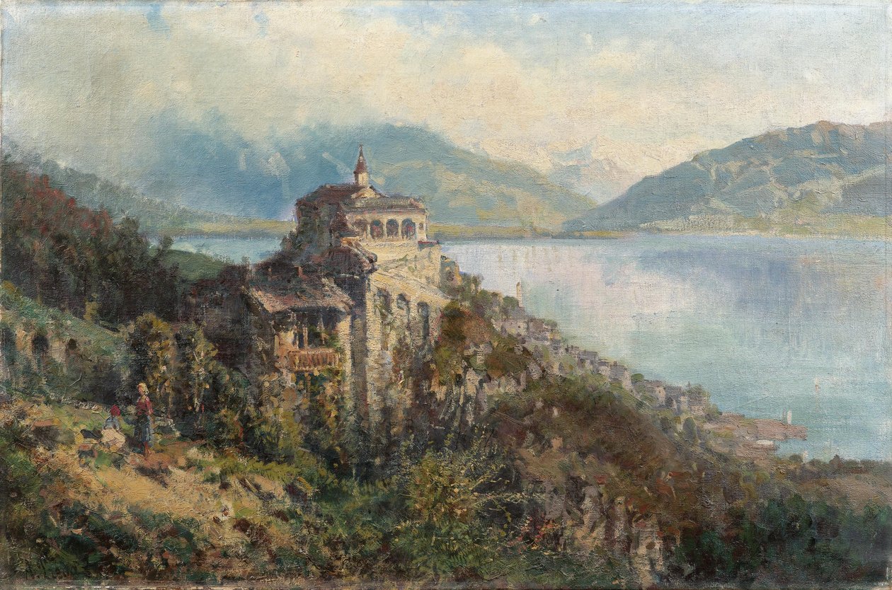 Pohled na Morcote na jezeře Lugano od Ambrogio Preda