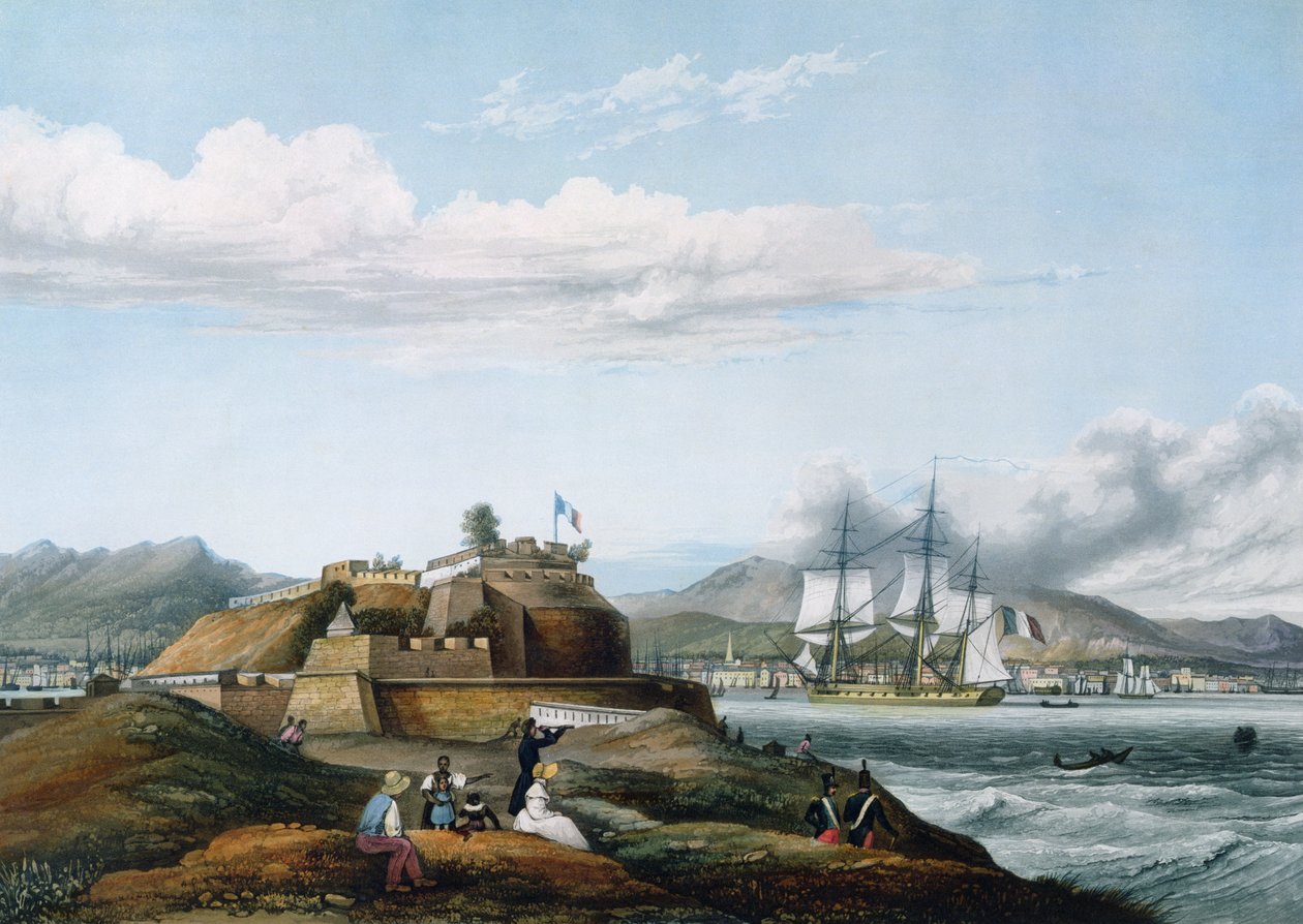 Pohled na Fort Royal, Martinik od Ambroise Louis Garneray