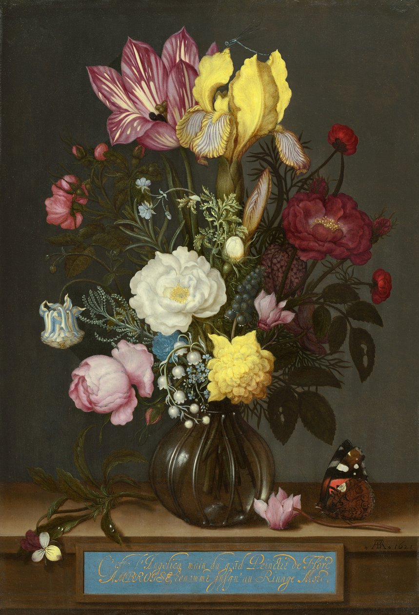 Kytice ve skleněné váze od Ambrosius Bosschaert
