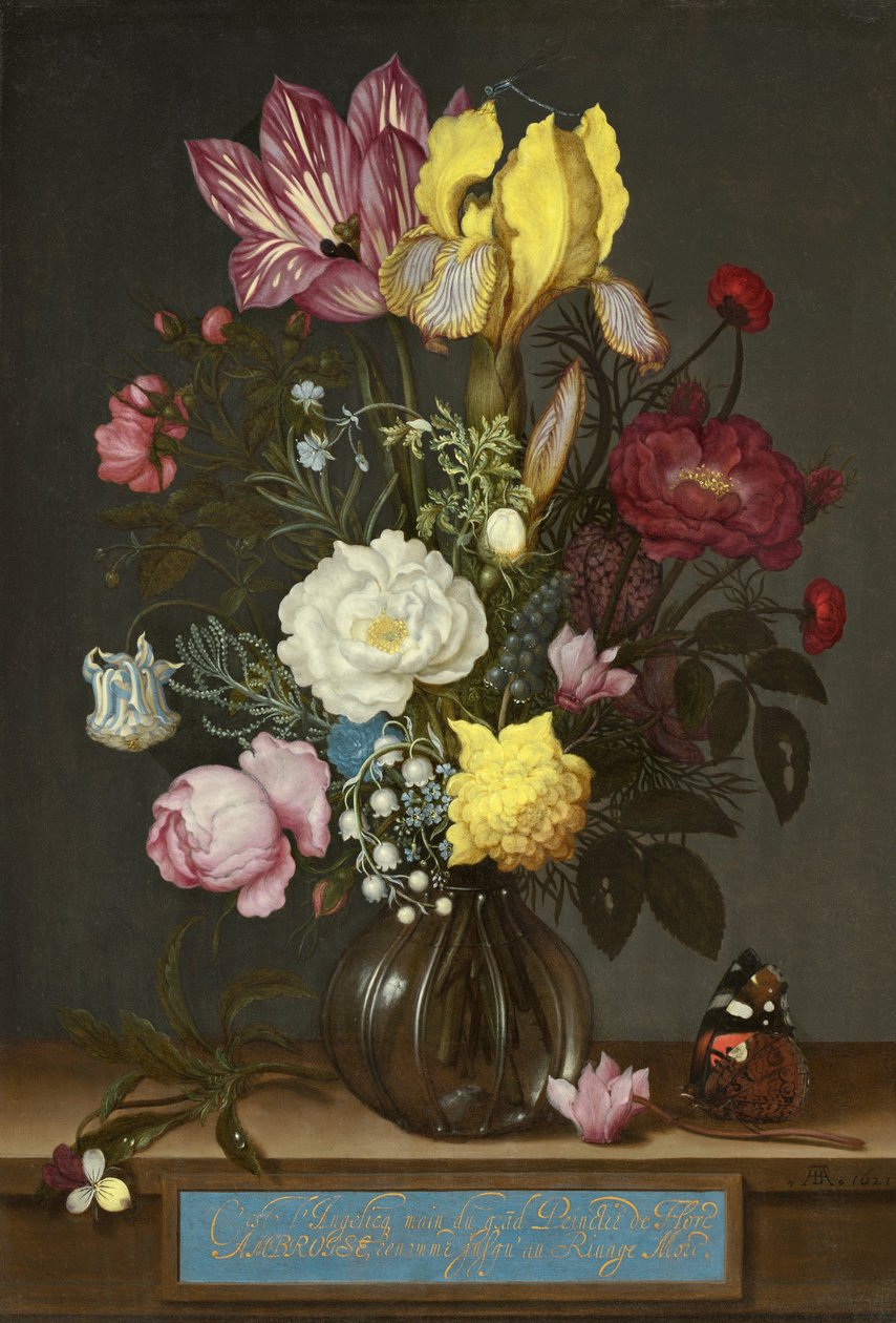 Kytice květin ve skleněné váze od Ambrosius Bosschaert