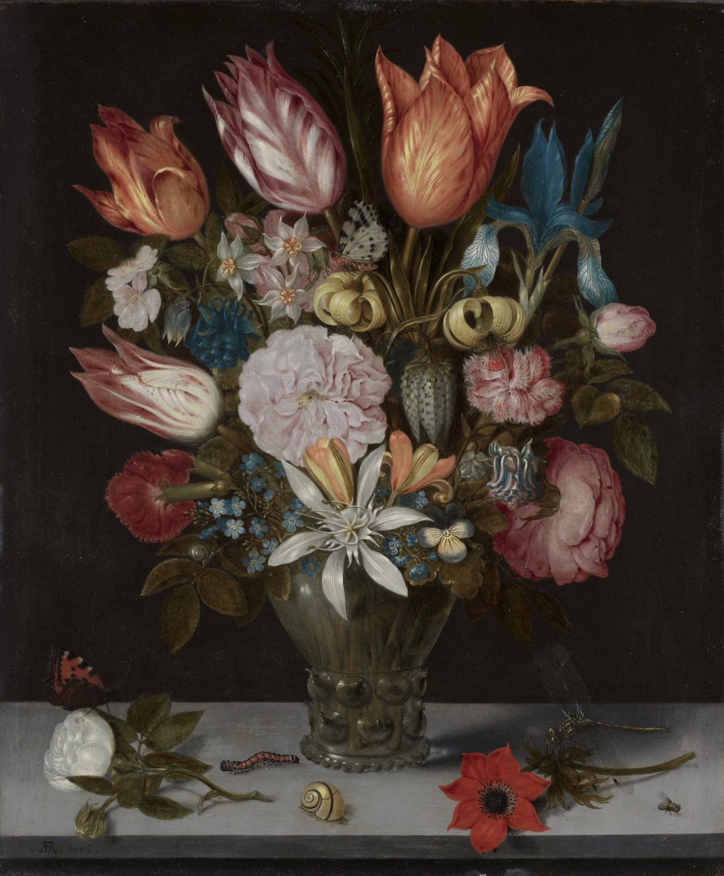 Květiny ve sklenici, 1606 od Ambrosius the Elder Bosschaert