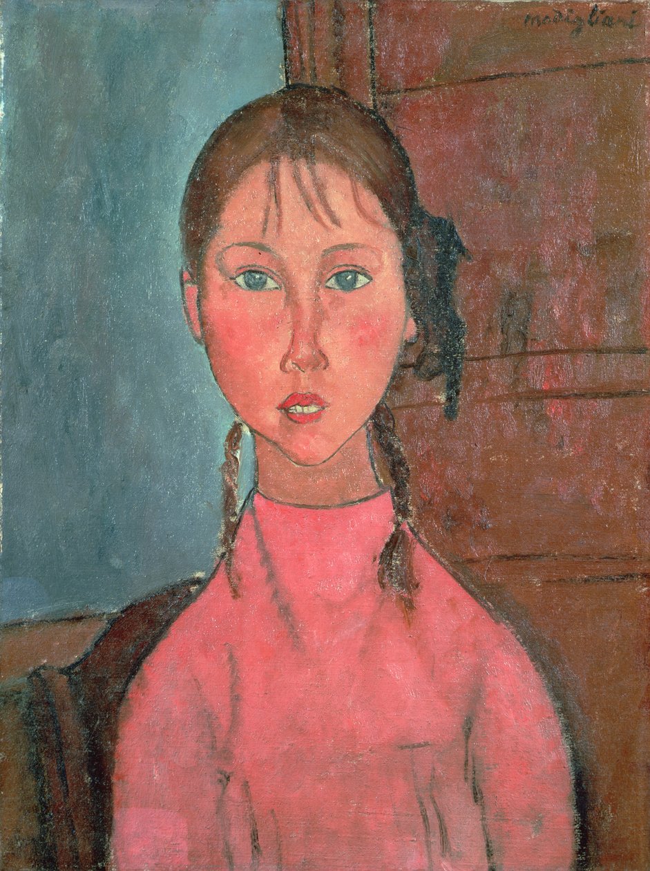 Dívka s copánky, cca 1918 od Amedeo Modigliani