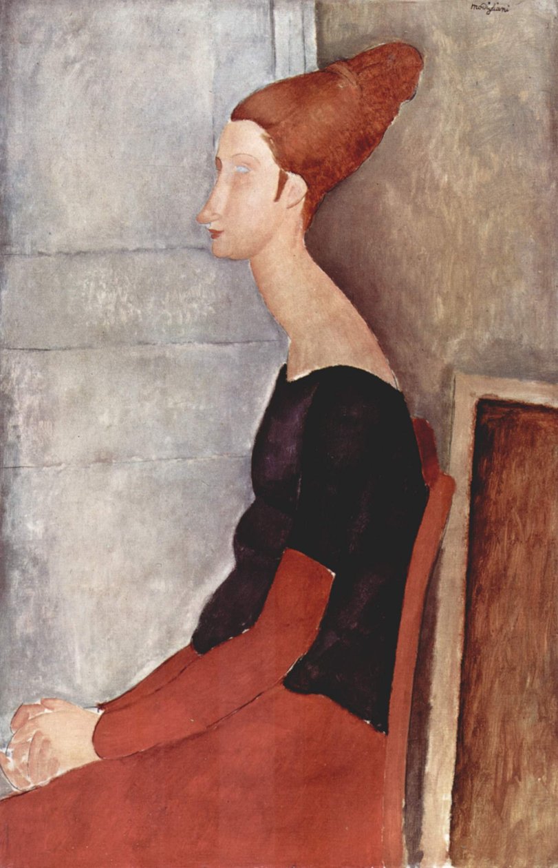 Portrét Jeanne Hébuterne v tmavých šatech od Amedeo Modigliani