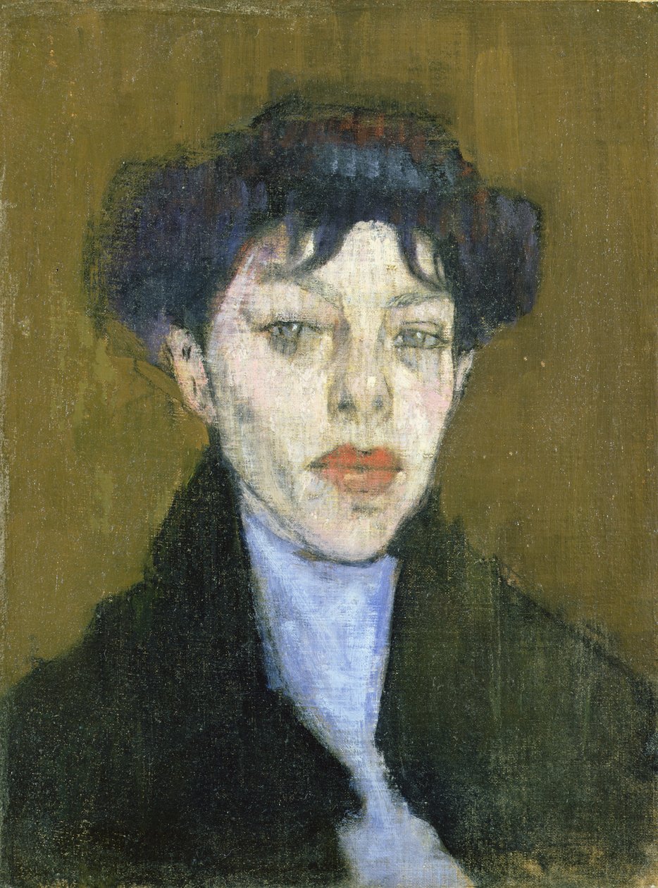 Žena s modrým šátkem, kolem roku 1912 od Amedeo Modigliani
