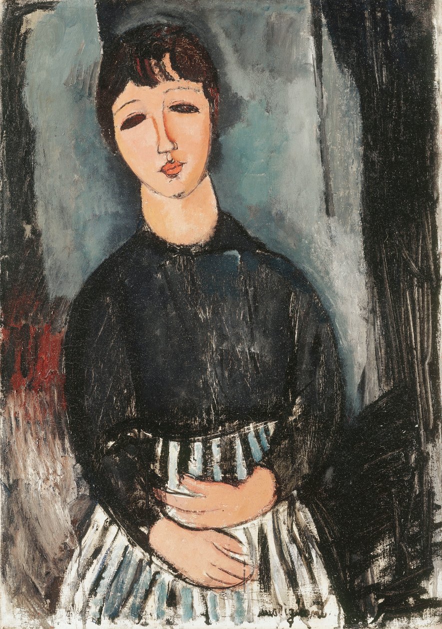 Sluha v pruhované zástěře, 1916 od Amedeo Modigliani