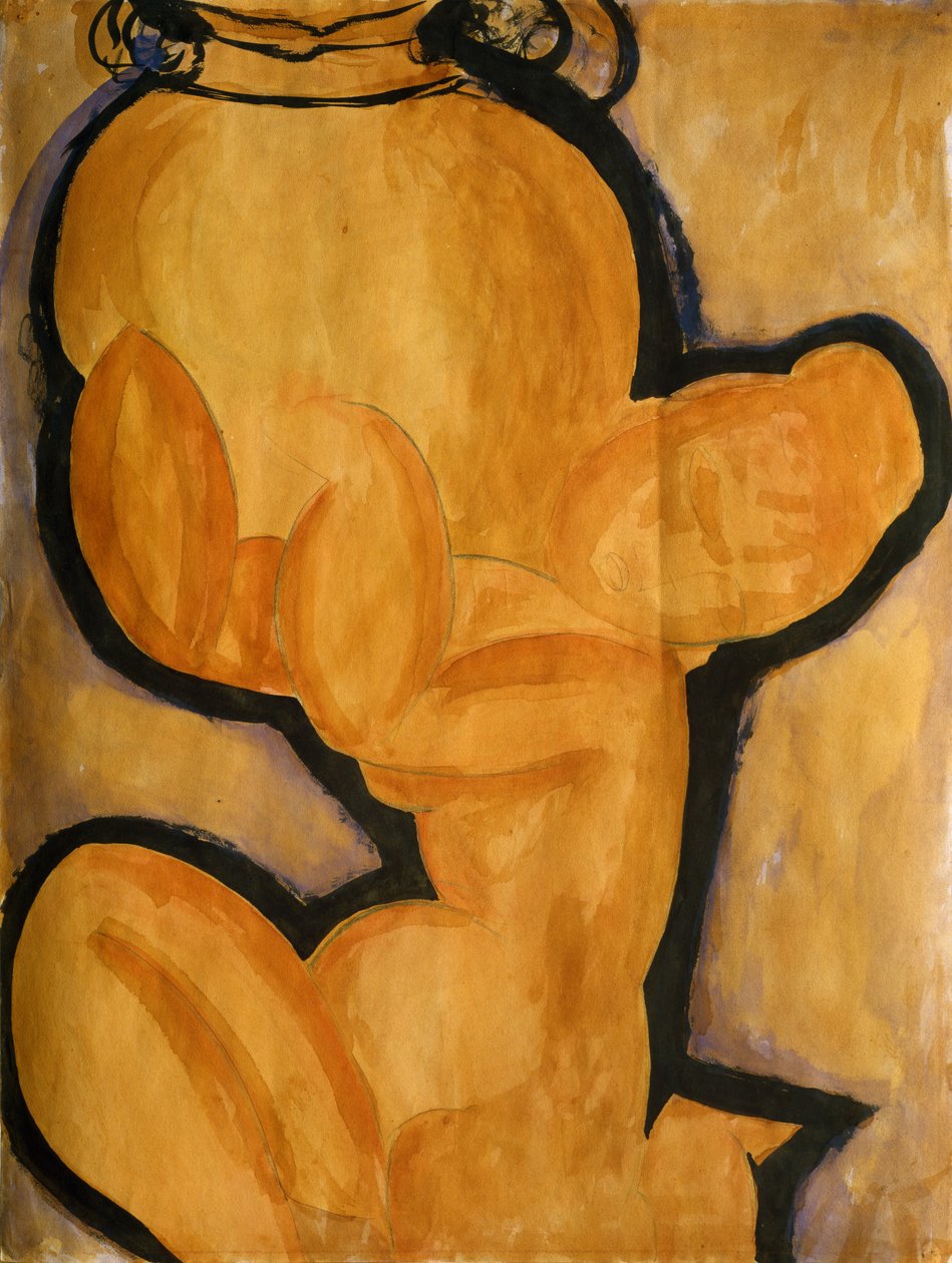 Karyatida s vázou, kolem 1913-14 od Amedeo Modigliani