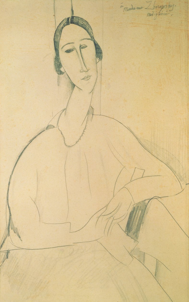 Hanka Zborowska, cca 1917 (pastel na papíře) od Amedeo Modigliani