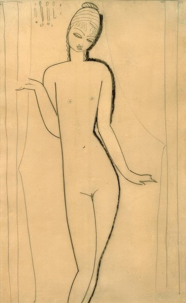 Nahá mladá dívka - karyatida od Amedeo Modigliani