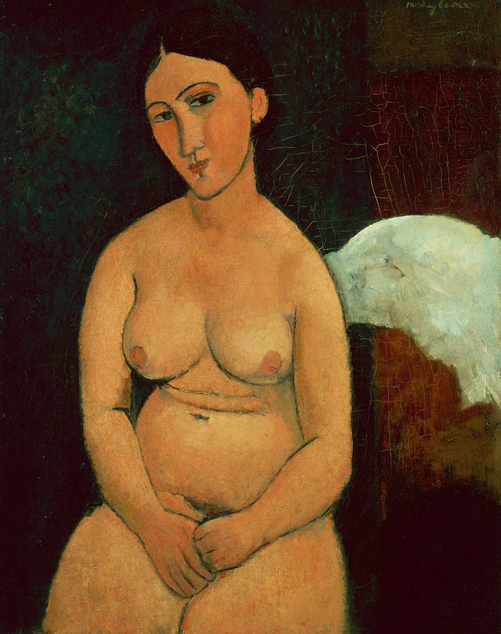 Sedící akt, kolem roku 1917 (olej na plátně) od Amedeo Modigliani