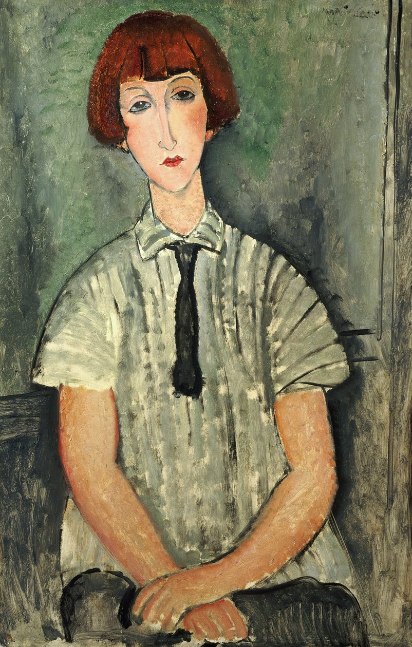 Mladá dívka v pruhované košili, 1917 od Amedeo Modigliani