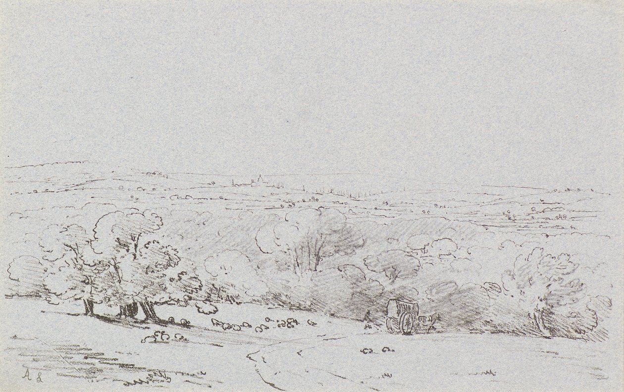 Carriage Approach to Bromley Hill, c.1803 (lept) od Amelia Long