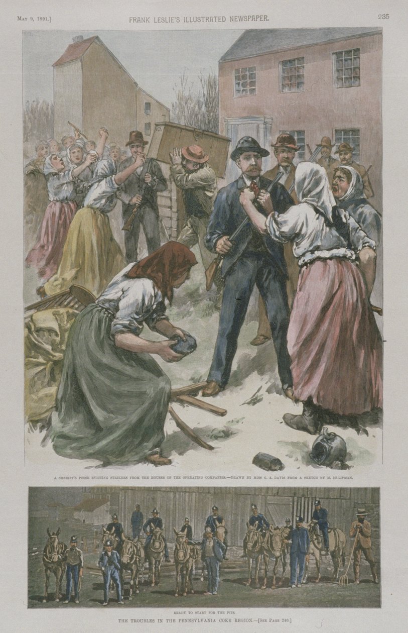 Ženy stávkující, připravené postavit se mužům v dolech, 1891 od American School