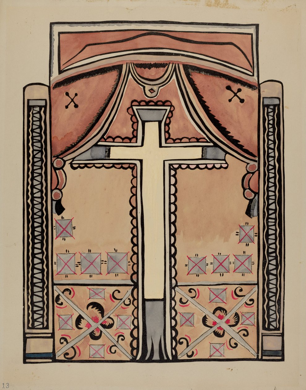 Panel - Kříž a závěsy od American 20th Century
