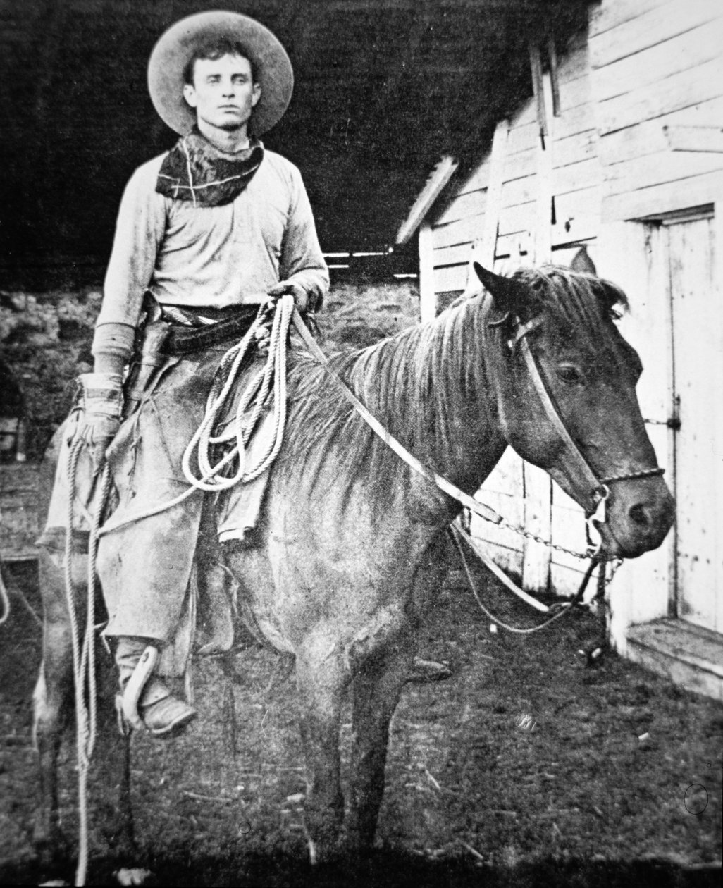 Americký kovboj v Kansasu, kolem roku 1880 (černobílá fotografie) od American Photographer