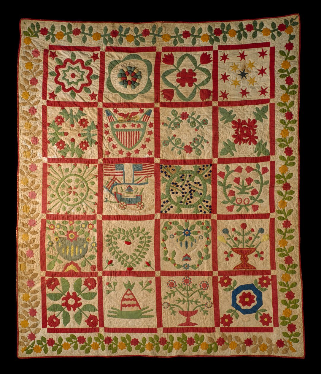 Applique Album Quilt, L & M, 1860 (bavlna) od American School
