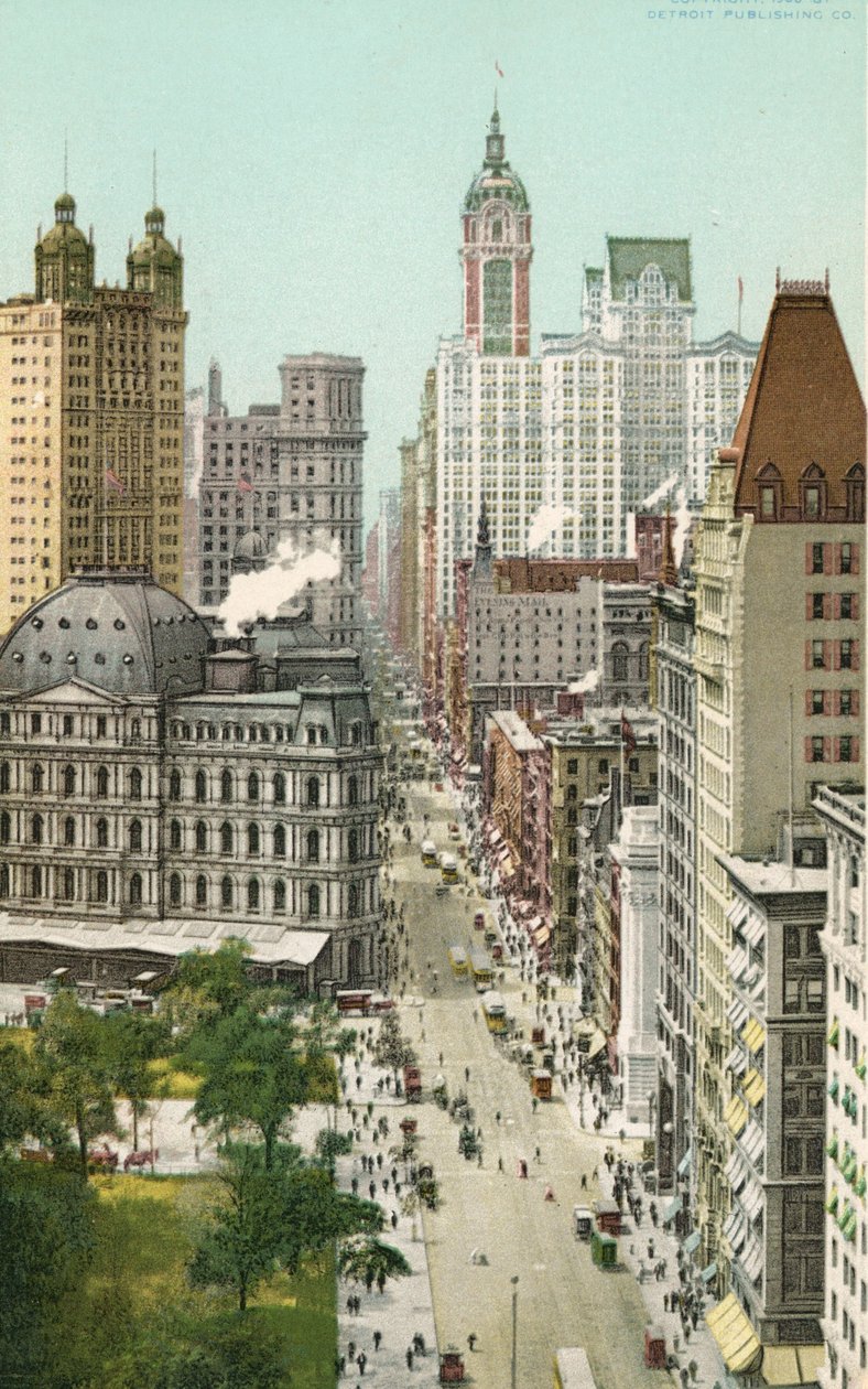 Broadway, New York (barevné lito) od American School
