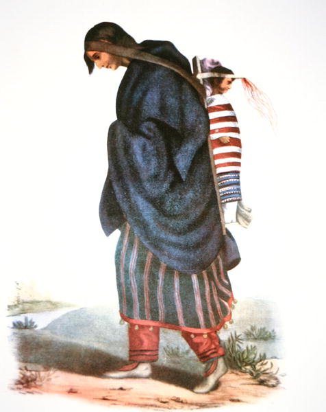 Chippewa matka a dítě, kolem 1821 (barevné lito) od American School