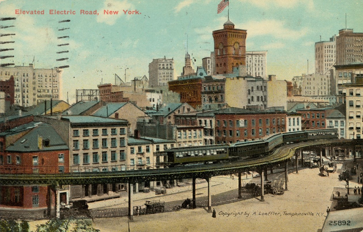Elevated Electric Road, New York, cca 1900 od American School