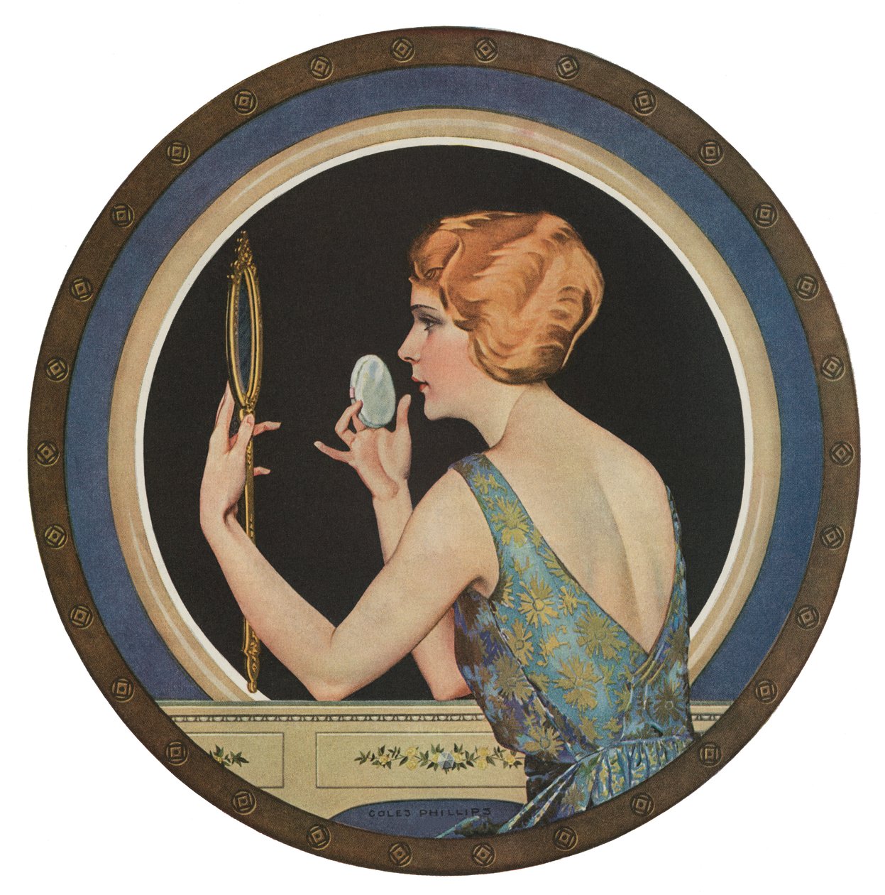 Flapper nanáší make-up v zrcadle od American School
