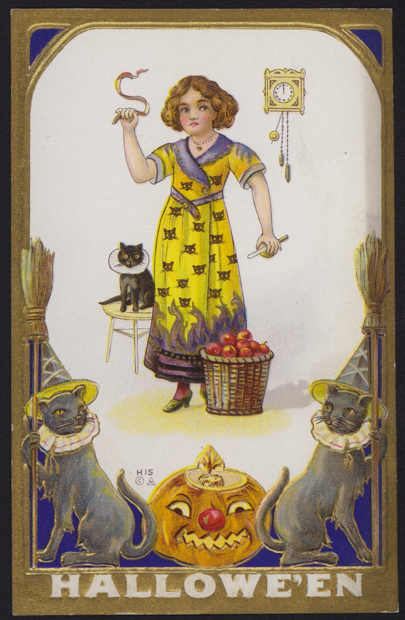 Halloweenské přání (barevná litografie) od American School