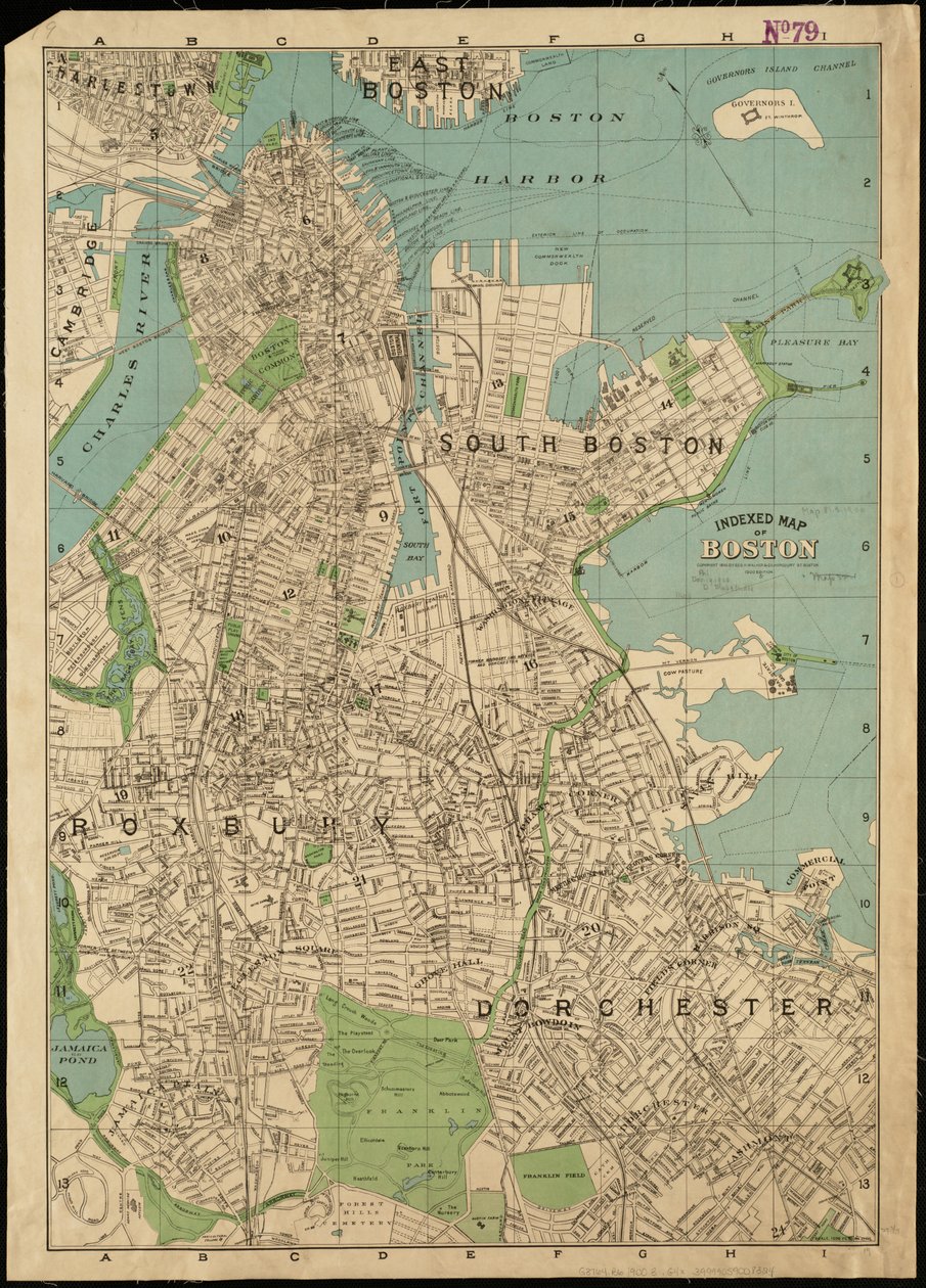 Indexovaná mapa Bostonu od American School
