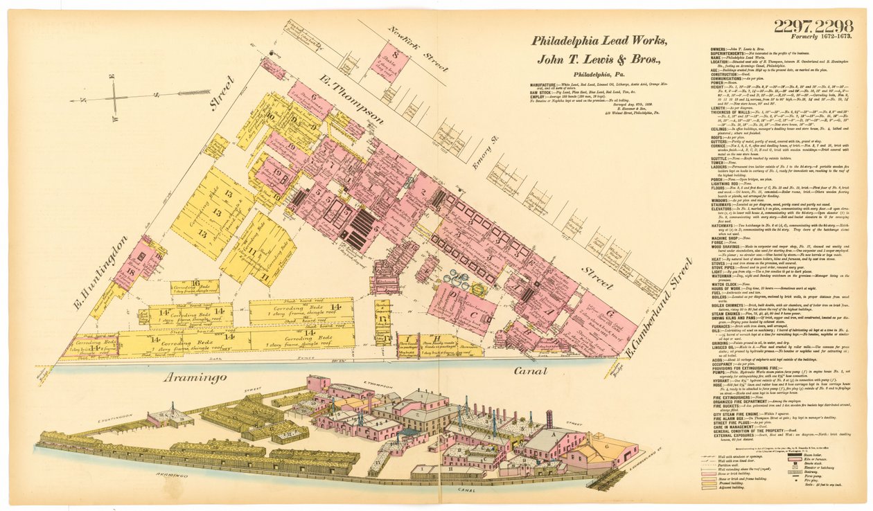 Mapa Philadelphia Lead Works, 1889 od American School