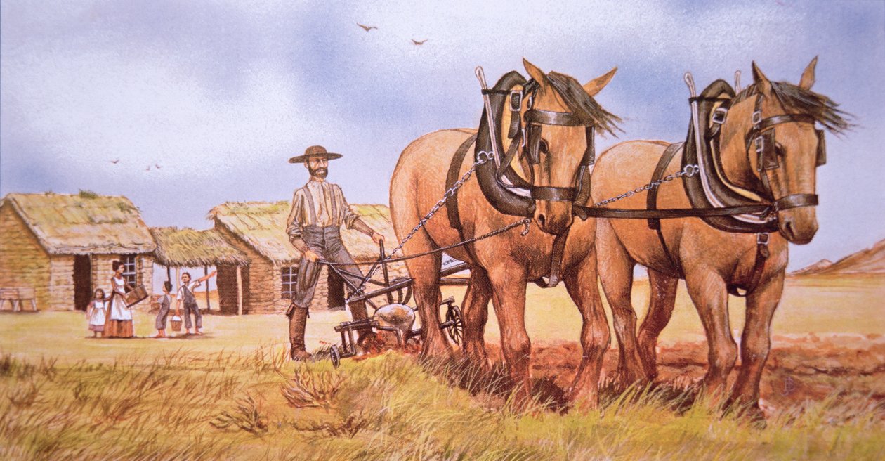 Průkopník farmář (barva lito) od American School