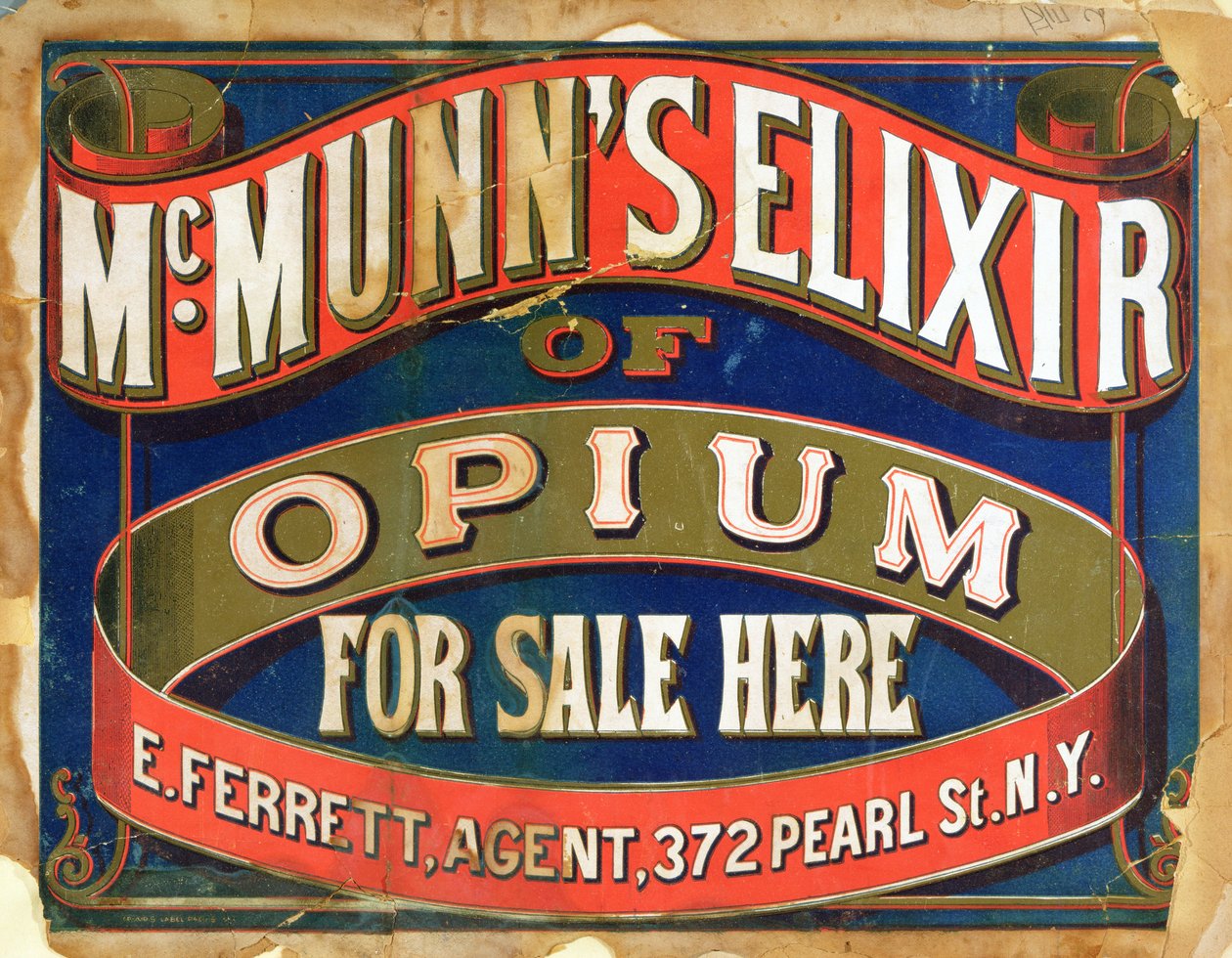 Reklamní plakát McMunns Elixir of Opium od American School