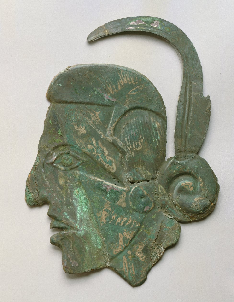 Mužský profil Repousse, Caddoan, Spiro, 1200-1350 (měď) od American School