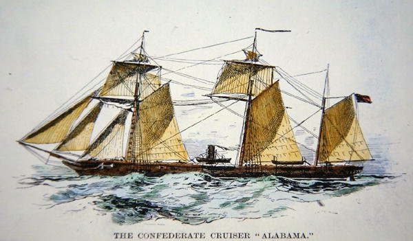 Konfederační soukromý nájezdník „Alabama“ (litho) od American School
