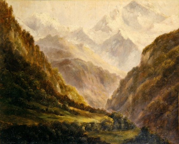 Skalisté hory, asi 1870 (olej na papíře) od American School