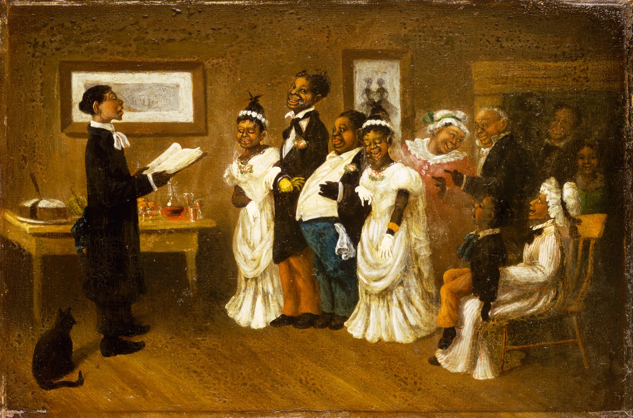 Svatba, asi 1850 (olej na plátně) od American School