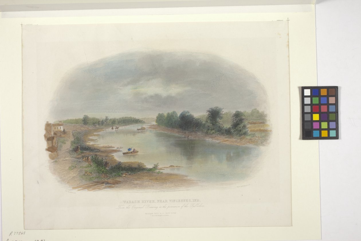 Řeka Wabash, poblíž Vincennes, Indiana (ručně kolorovaný lept) od American School
