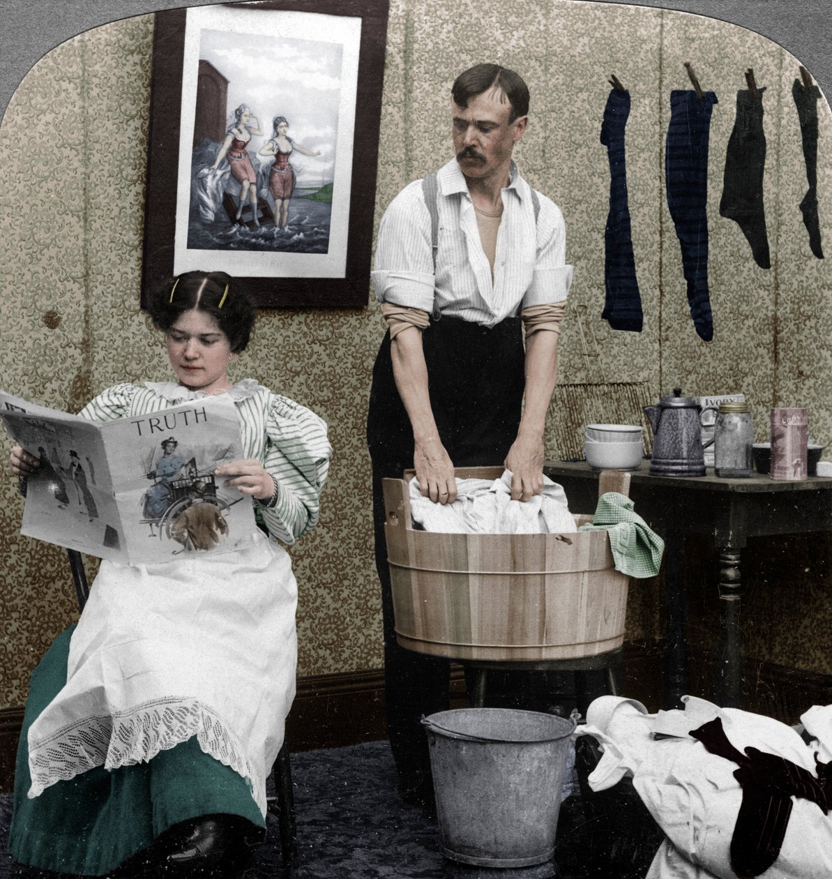 The New Woman, Wash Day od American Stereoscopic Company