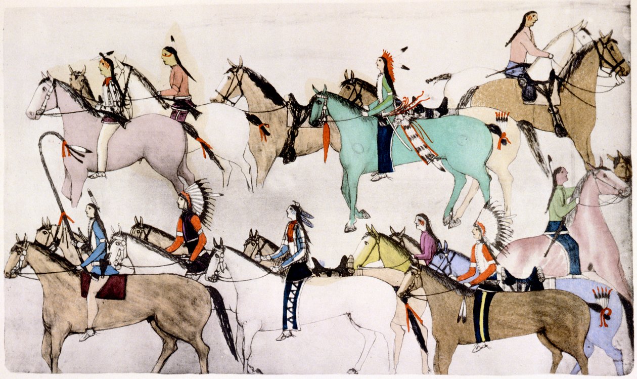 Konec bitvy, c1900 od Amos Bad Heart Buffalo