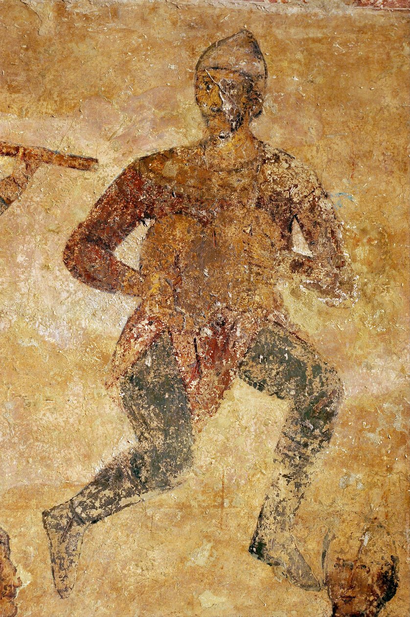 Detail hudebníků a akrobatů od Ancient Russian frescos