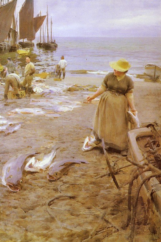 Rybí trh v St. Ives od Anders Leonard Zorn