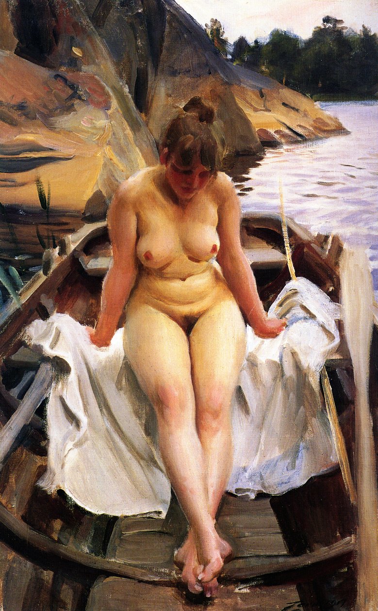 Ve veslařské lodi Werners od Anders Leonard Zorn