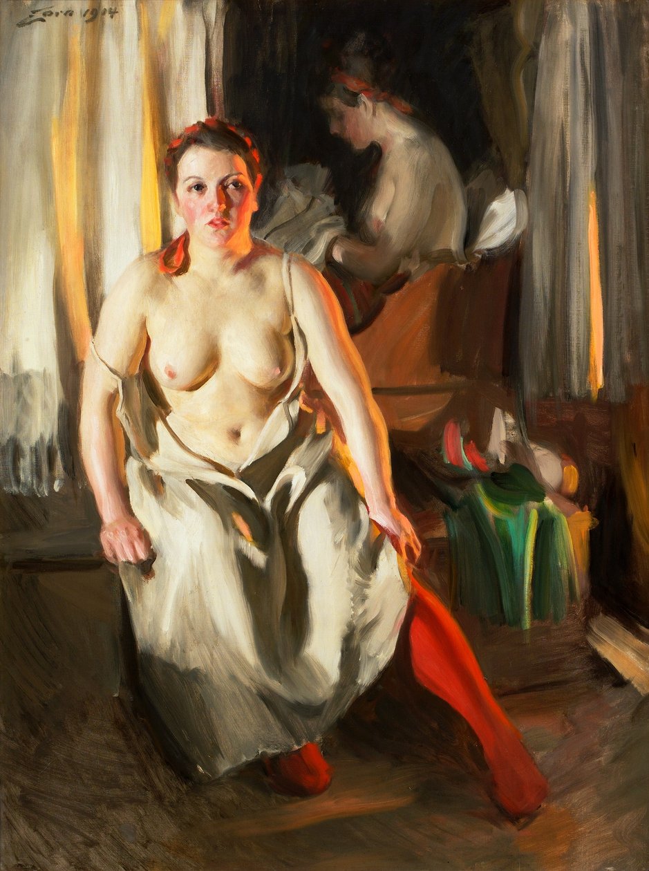 Červená ponožka od Anders Leonard Zorn