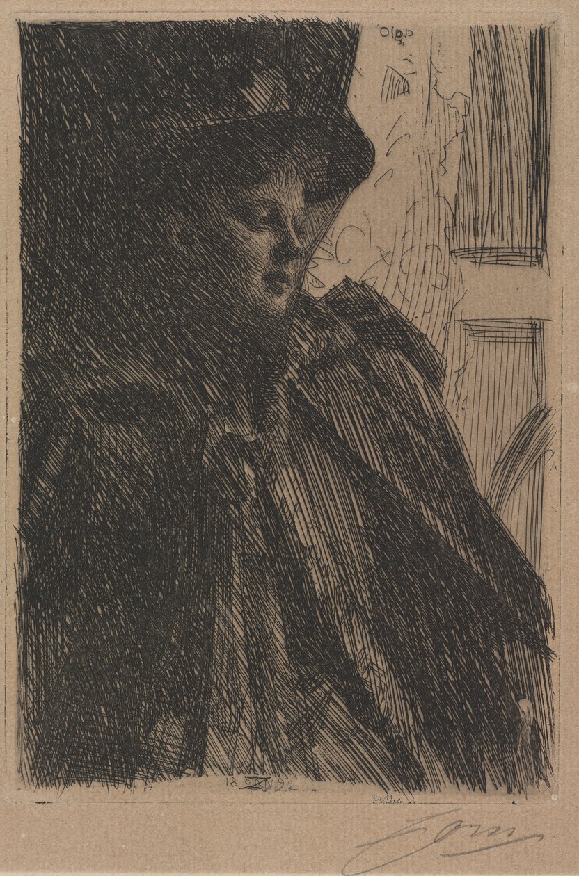 Mme. Olga Bratt, 1892. od Anders Leonard Zorn
