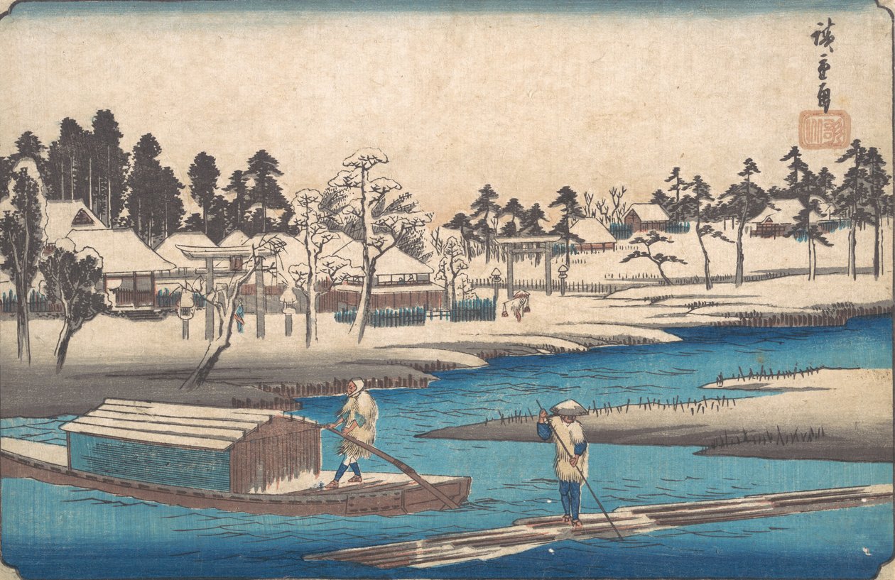 Jasné počasí po sněhu v Massaki. od Ando Hiroshige